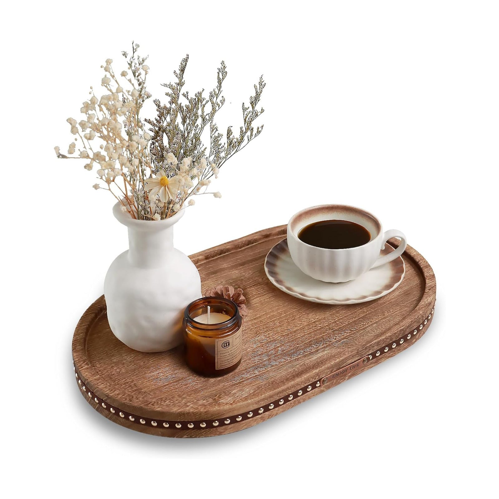 Decor Decorative Round Tray / Oval Rustic / 11.81 Inch