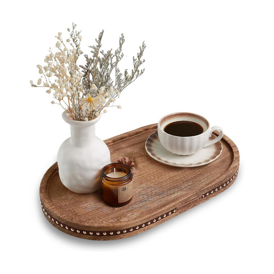 Decor Decorative Round Tray / Oval Rustic / 11.81 Inch