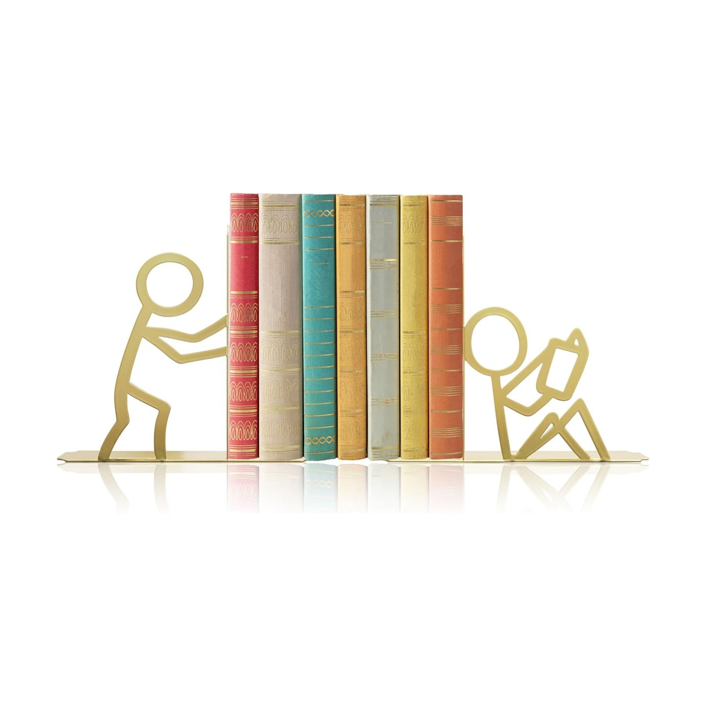 Metal Unique Office Desk Bookends Decorative Book Ends Reading Decor Bookshelf Decor / Gold
