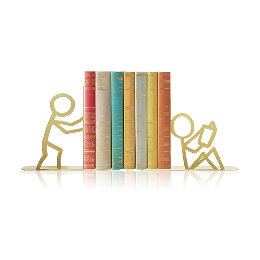 Metal Unique Office Desk Bookends Decorative Book Ends Reading Decor Bookshelf Decor / Gold