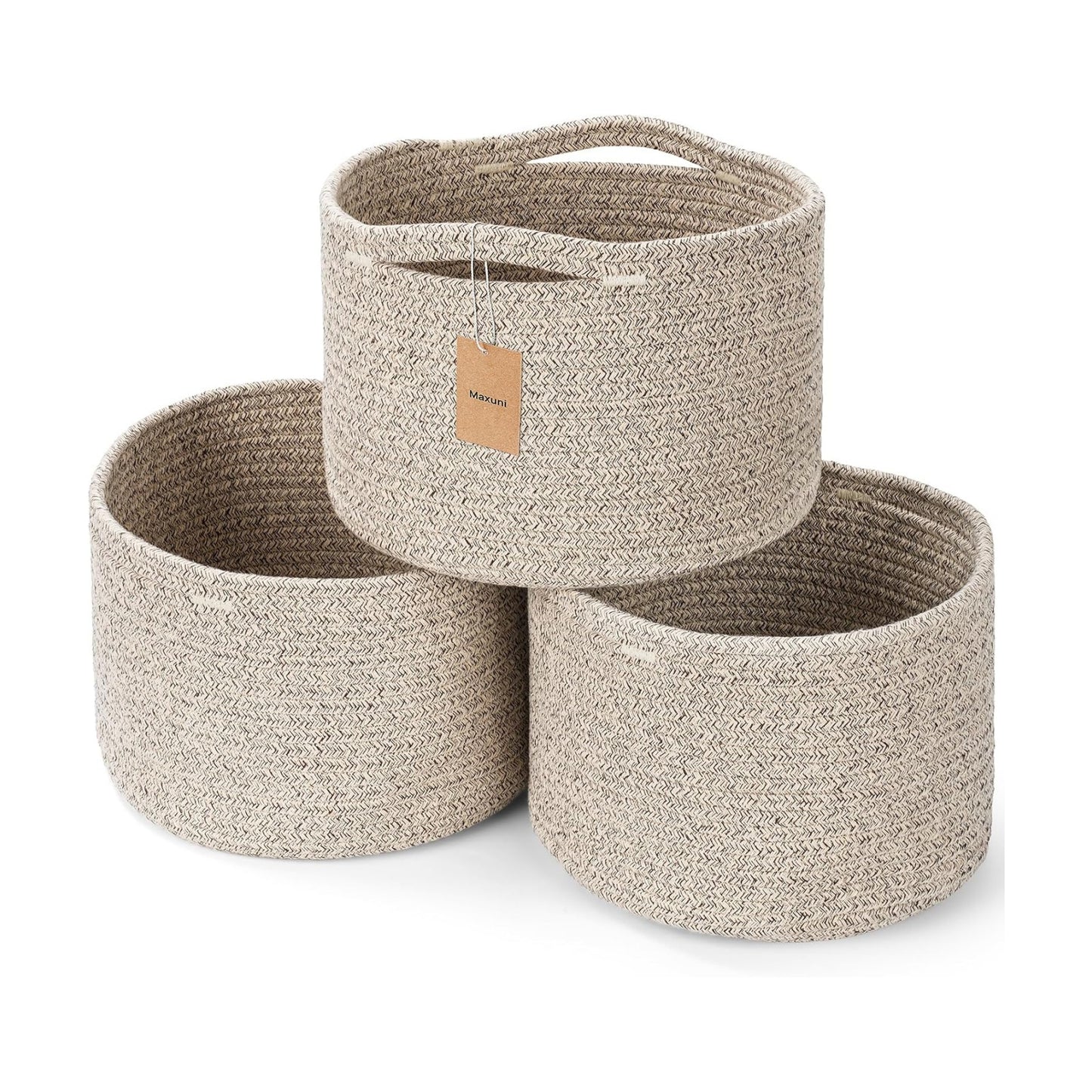 Round Woven Basket / Brown / Set of 3