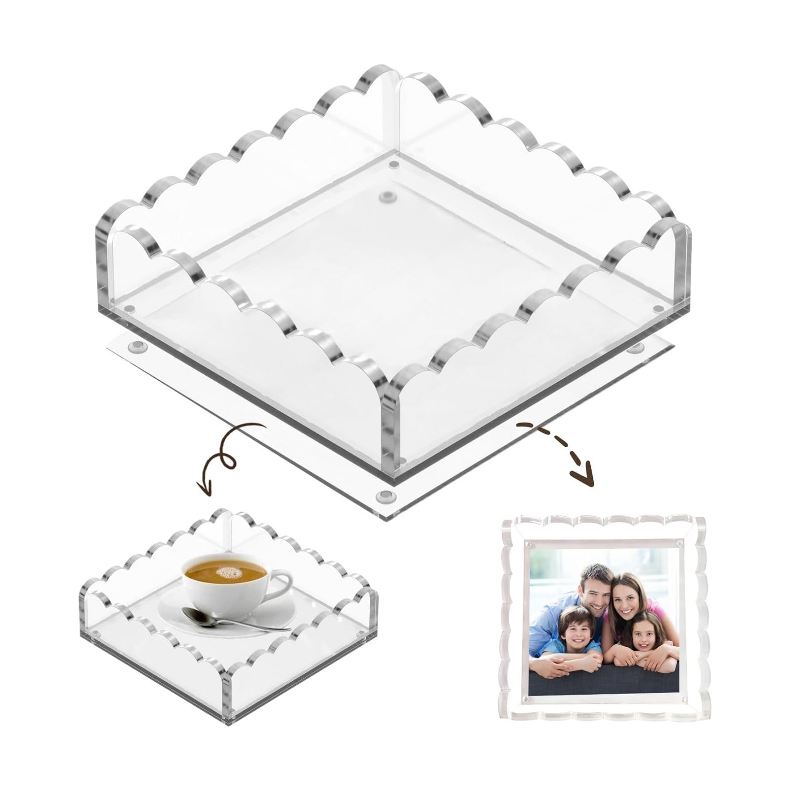 Scalloped Acrylic Tray / 8*8*2"-bottom / 8 x 8