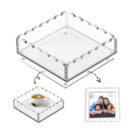 Scalloped Acrylic Tray / 8*8*2"-bottom / 8 x 8