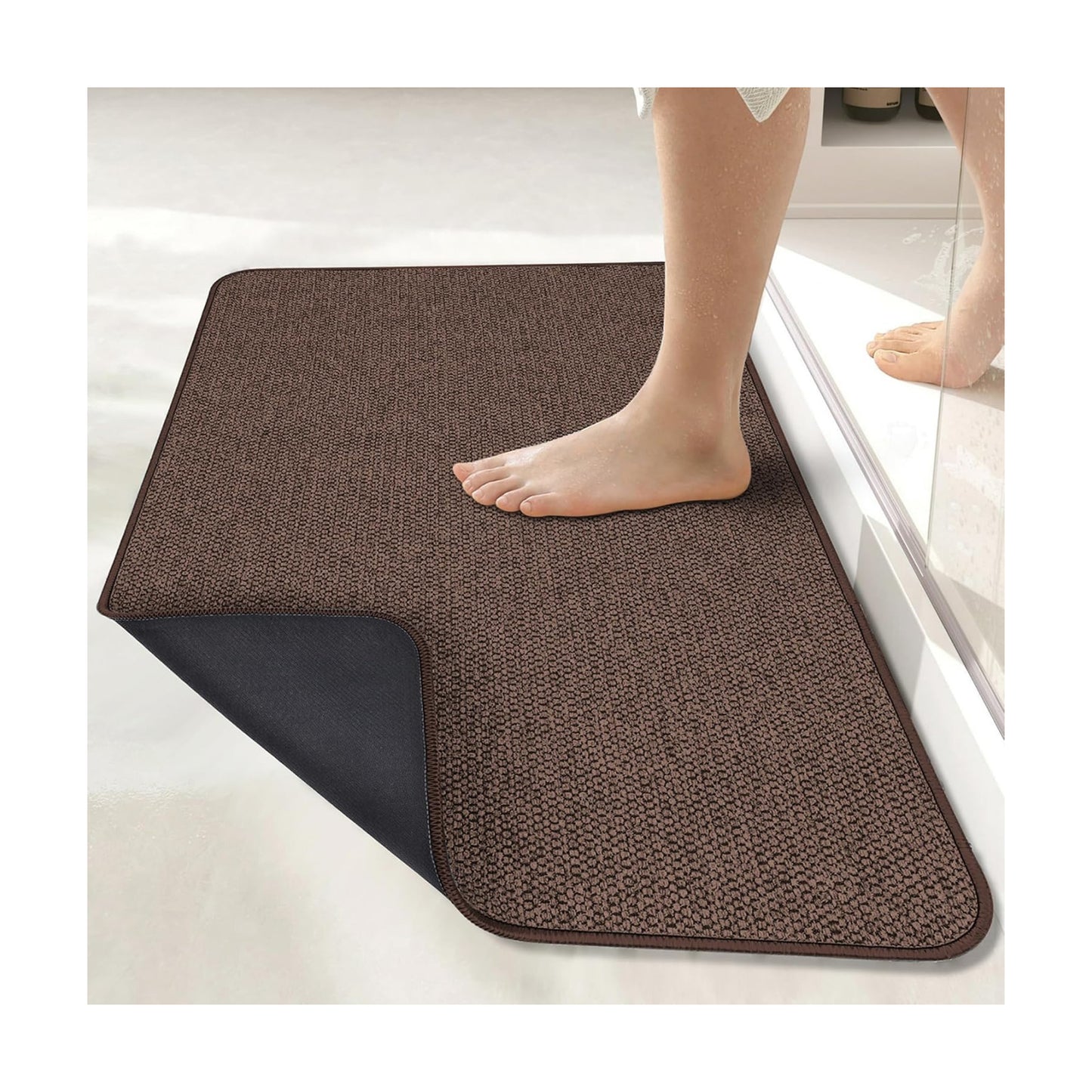 Bath Mat,Ultra Thin Bathroom Rugs,Rubber Bath Mats for Bathroom,No Slip Bath Rugs,Quick Dry,Machine Washable,Low