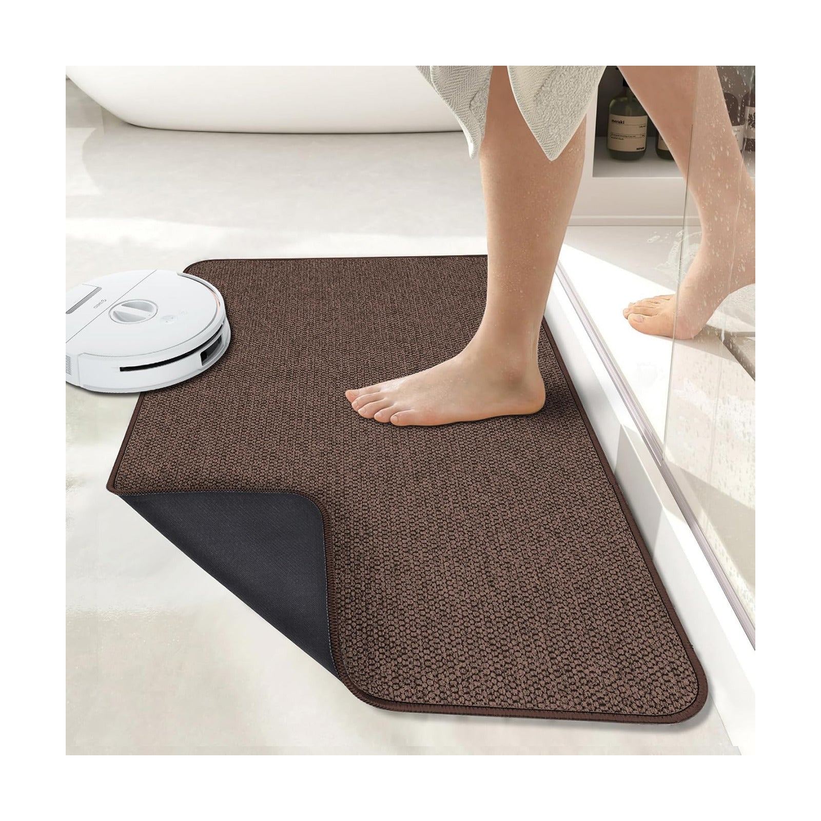 Bath Mat,Ultra Thin Bathroom Rugs,Rubber Bath Mats for Bathroom,No Slip Bath Rugs,Quick Dry,Machine Washable,Low