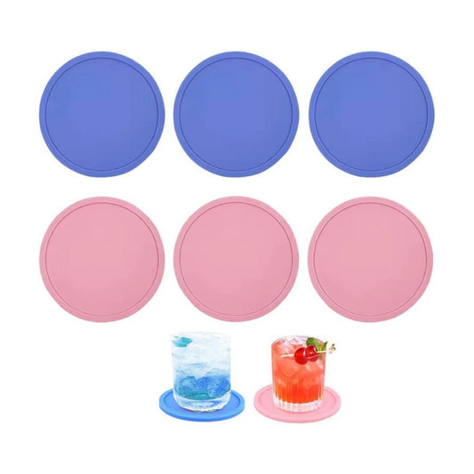 Round Cup Coaster for Drinks Beer / Pink and Blue / Set of 6