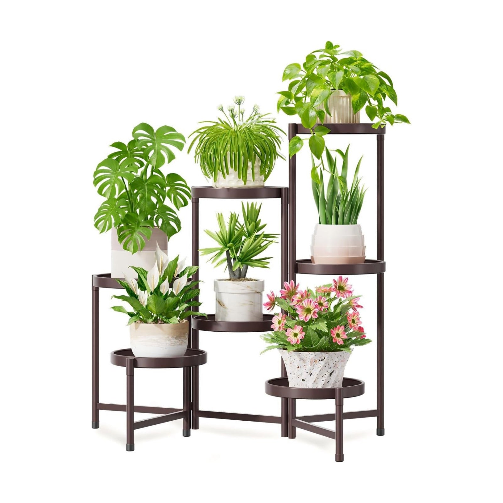 iDavosic.ly 7 Tier Large Plant Stand Indoor Outdoor, 10 Inch Tray, Bronze | Tiered Metal Corner Heavy Duty Multiple