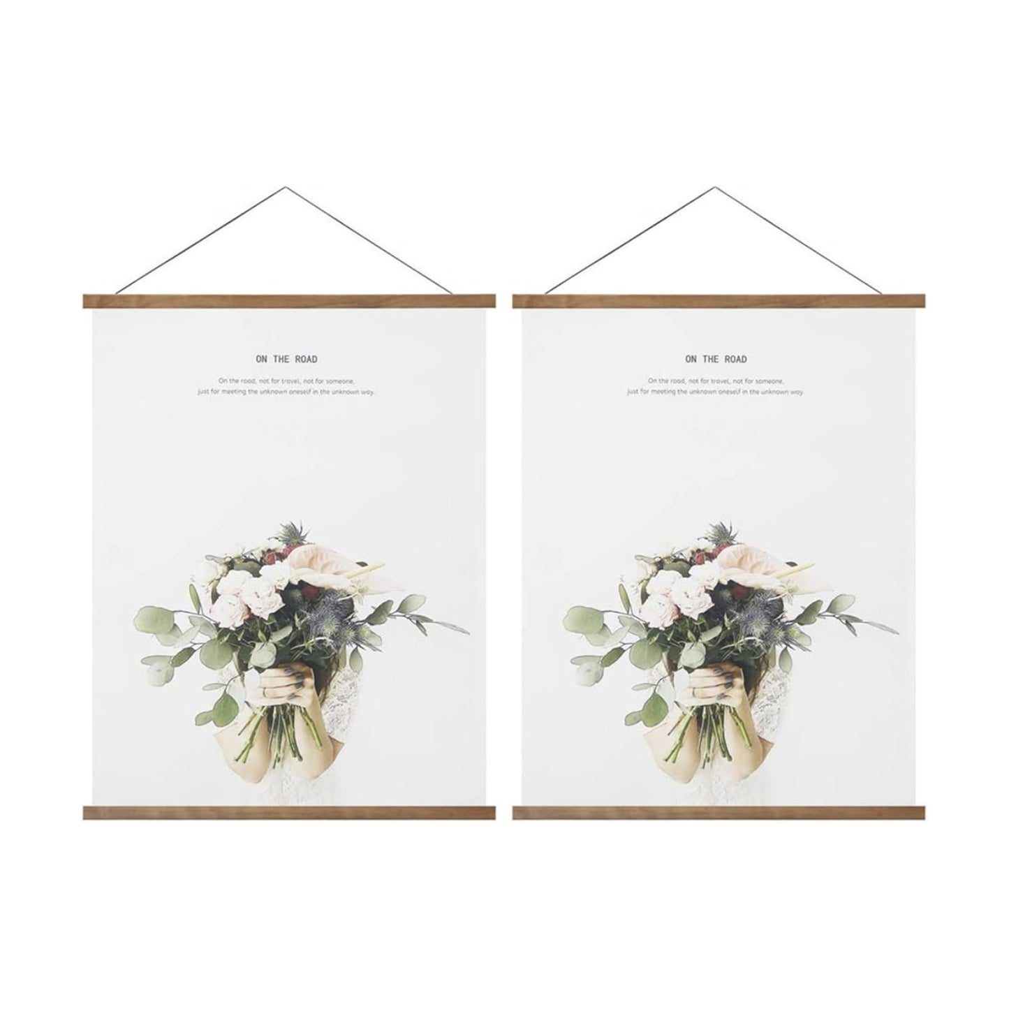 Miaowater 2 Pack Magnetic Poster Frame Hanger,44x24 44x32 44x28 Light Wood Wooden Frames Hangers for Photo Picture Art