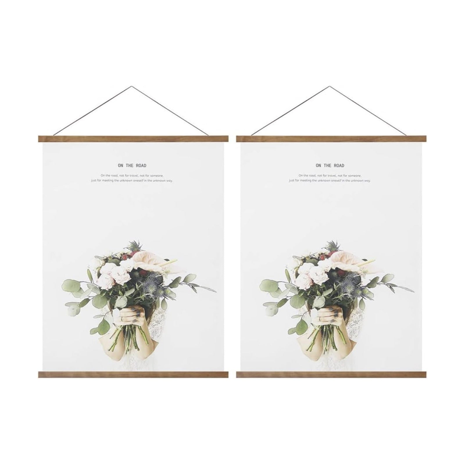 Miaowater 2 Pack Magnetic Poster Frame Hanger,44x24 44x32 44x28 Light Wood Wooden Frames Hangers for Photo Picture Art