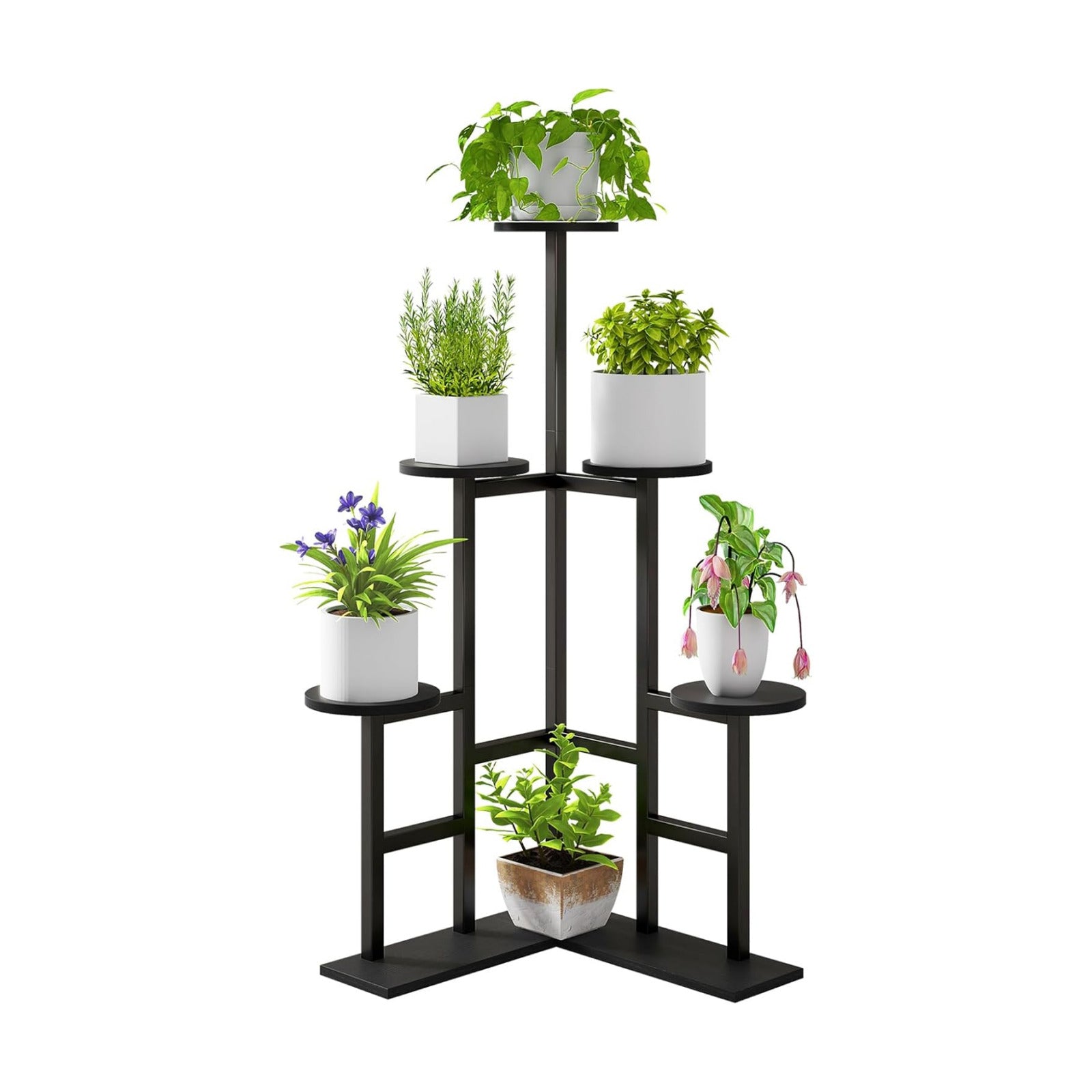 IBUYKE 6 Tier Plant Stand Indoor, Tall Flower Pot Stand for Multiple Plants, Tiered Corner Plant Shelf for Living Room