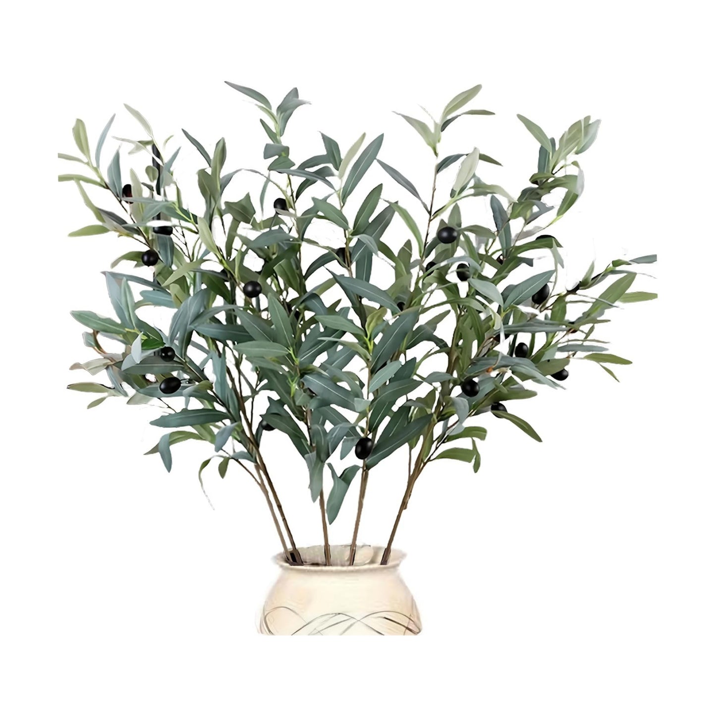 Artificial Olive Leaves Long Stems Fake Eucalyptus Plant Branches for DIY / 26.8 Inch / Set of 8