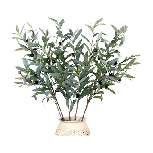 Artificial Olive Leaves Long Stems Fake Eucalyptus Plant Branches for DIY / 26.8 Inch / Set of 8