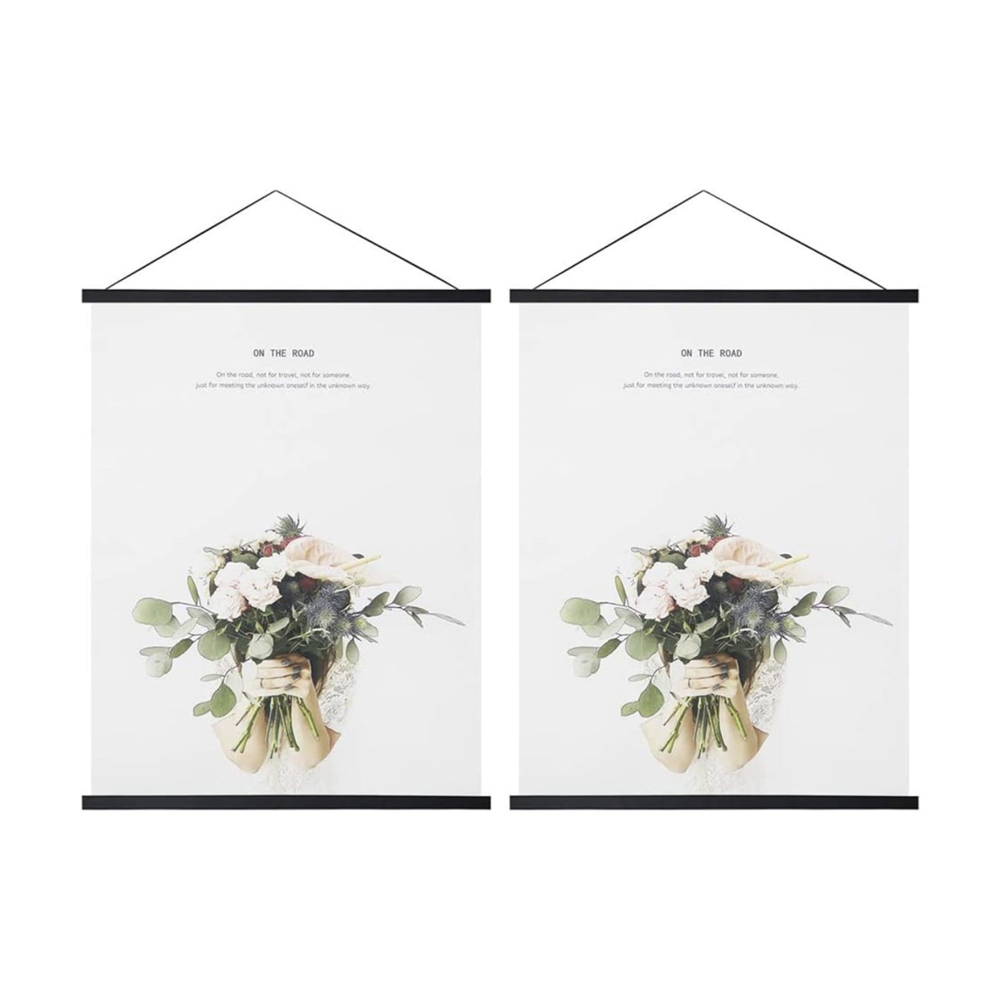 Miaowater 2 Pack Magnetic Poster Frame Hanger,48x36 48x24 48x32 Light Wood Wooden Frames Hangers for Photo Picture Art