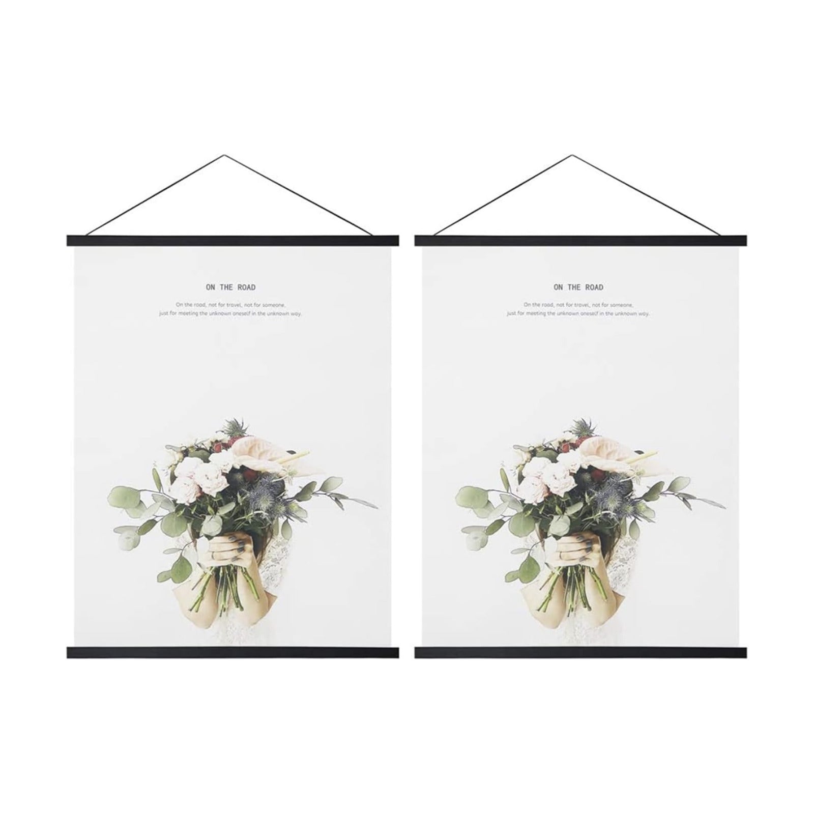 Miaowater 2 Pack Magnetic Poster Frame Hanger,48x36 48x24 48x32 Light Wood Wooden Frames Hangers for Photo Picture Art