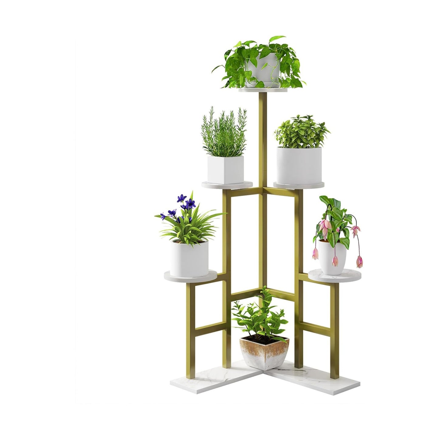 IBUYKE 6 Tier Plant Stand Indoor, Tall Flower Pot Stand for Multiple Plants, Tiered Corner Plant Shelf for Living Room
