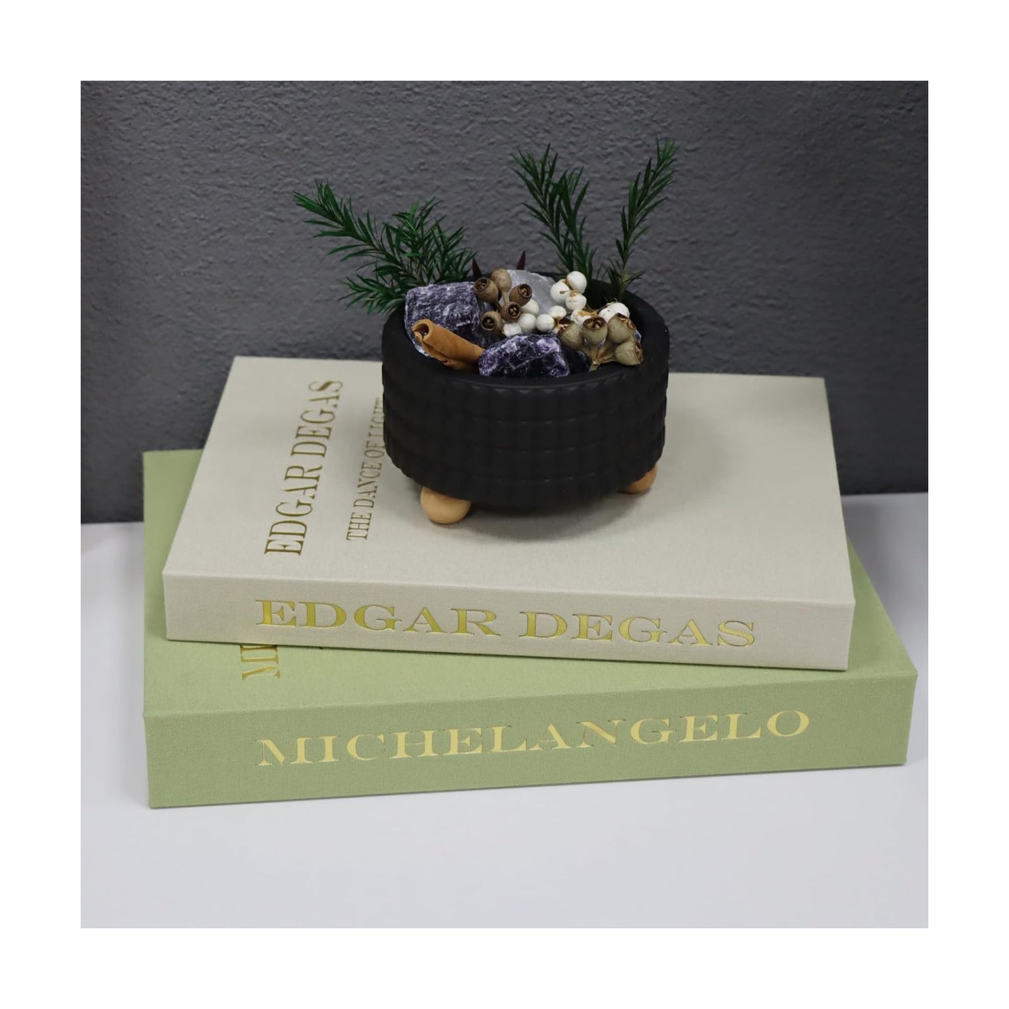 Linen Aesthetic Faux Books Decor / Green-beige / Set of 2