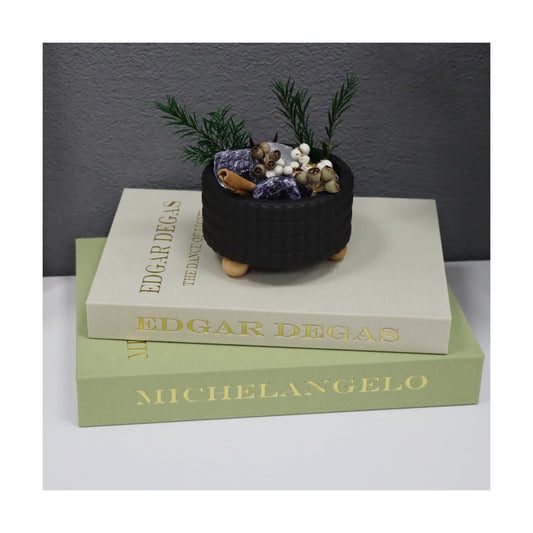 Linen Aesthetic Faux Books Decor / Green-beige / Set of 2