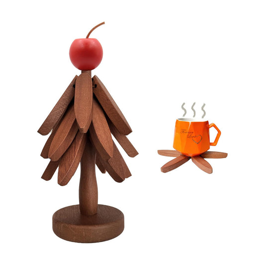 Artisanal Wooden Coasters Trivets Set / Sapele Wood / Natural