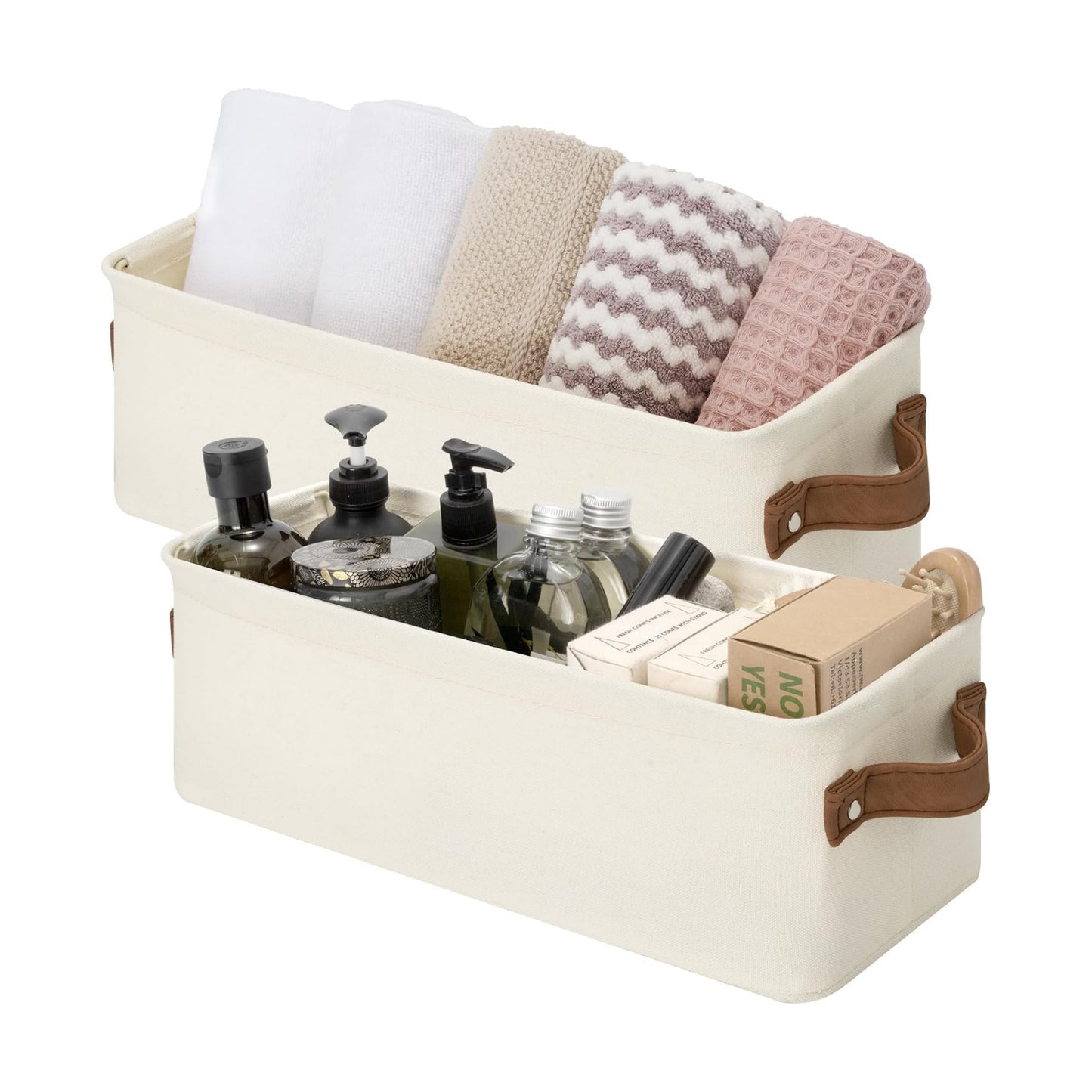Fabric Organizer / Narrow Storage Bins / Natural Color / 15"L x 6"W x 5"H