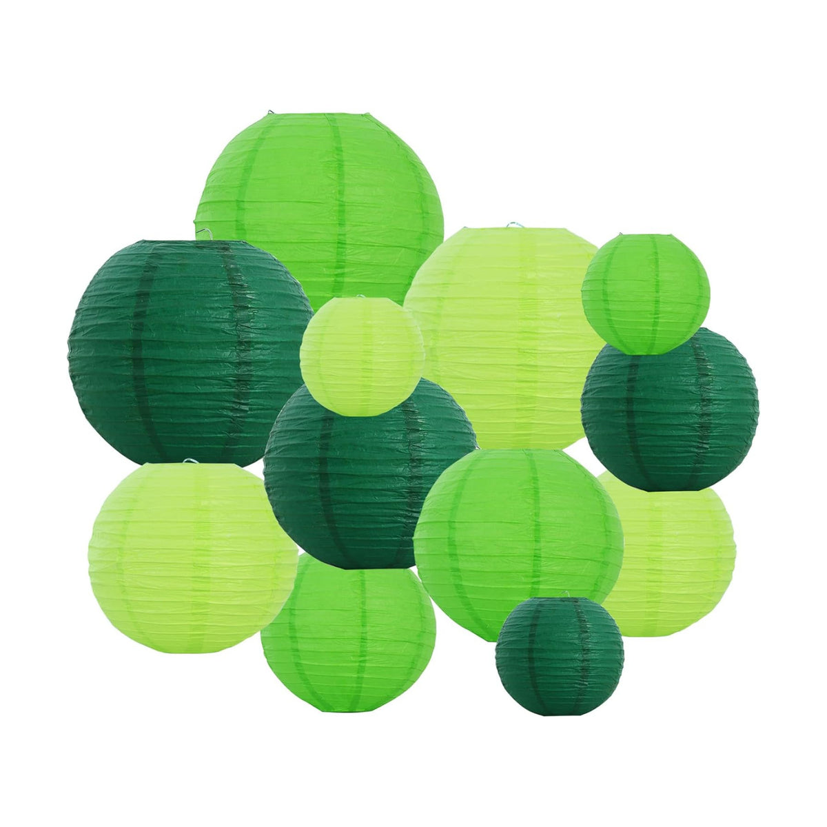 BEISHIDA Green Mix Paper Lanterns 12Pcs 6/8/10/12 Inch Round Chinese Lamp