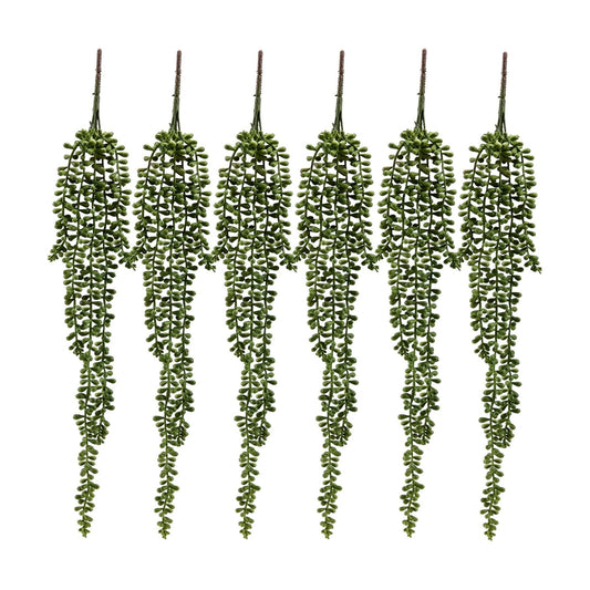 Succulents Plants Artificial Hanging Plants-String of Pearls Faux Greenery / Set of 6