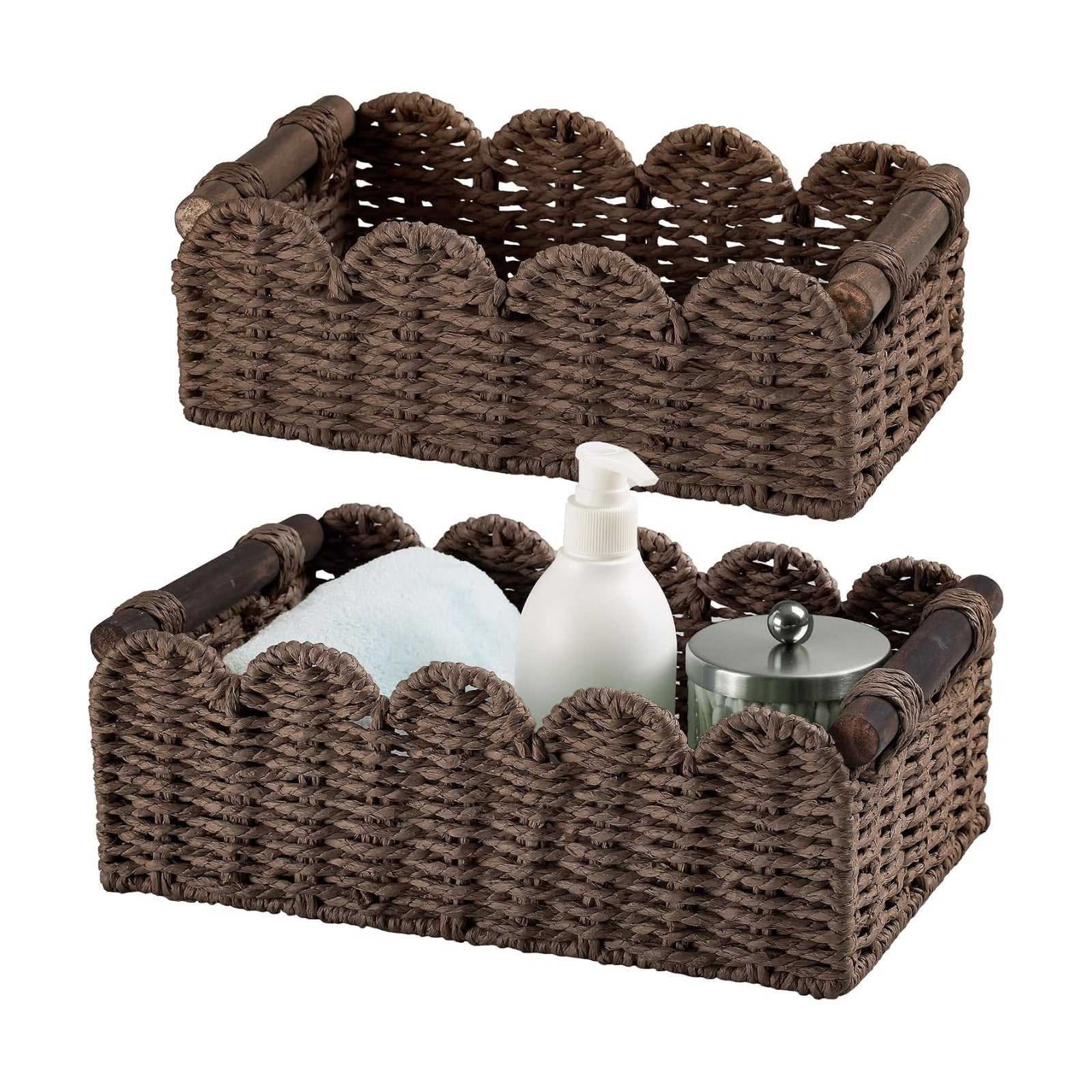 Storage Basket Wicker Baskets for Organizing Toilet Paper Storage Basket for Toilet Tank Top / Brown