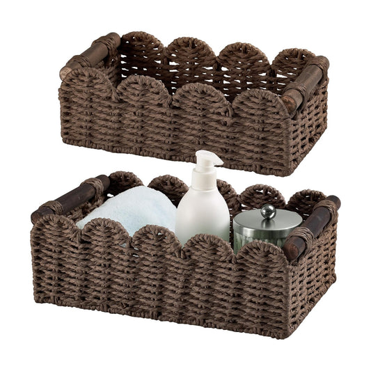 Storage Basket Wicker Baskets for Organizing Toilet Paper Storage Basket for Toilet Tank Top / Brown