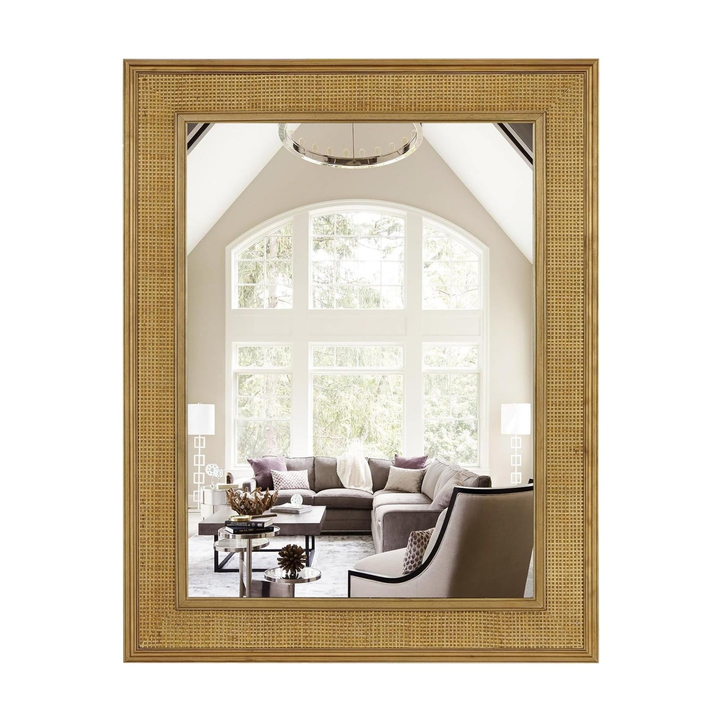 Rattan Wall Mirror Rectangle / Rattan Mirror / 28"L x 22"W / 22 x 28
