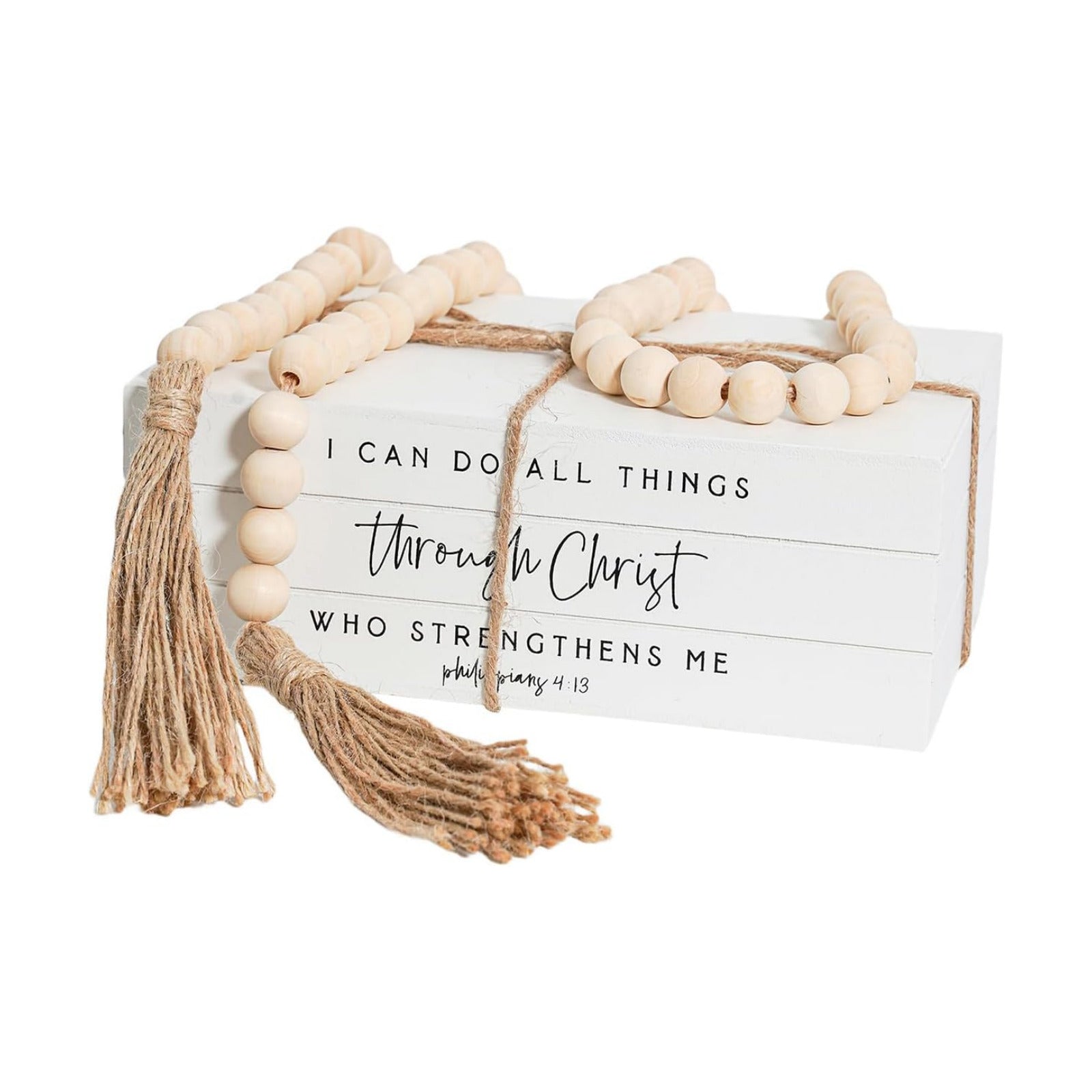 Wooden Faux Book for Decoration / I CAN DO ALL THINGS