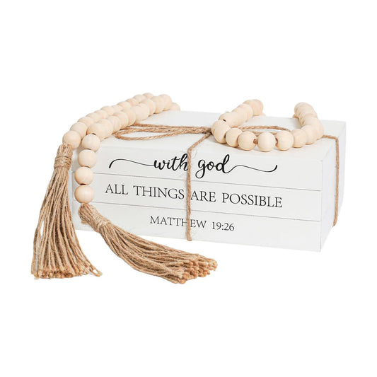 Wooden Faux Book for Decoration / with God ALL THINGS ARE POSSIBLE