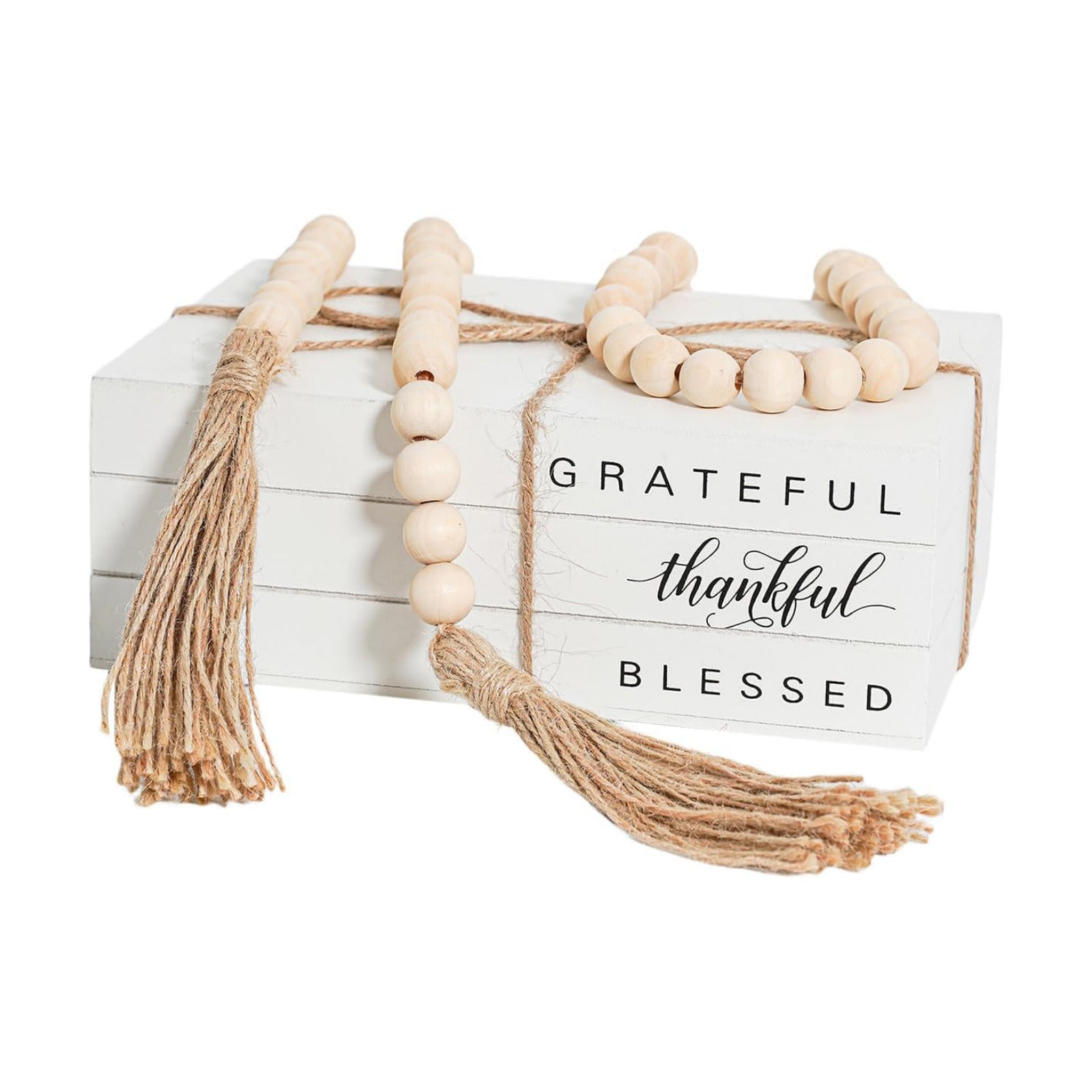 Wooden Faux Book for Decoration / GRATEFUL Thankful BLESSED