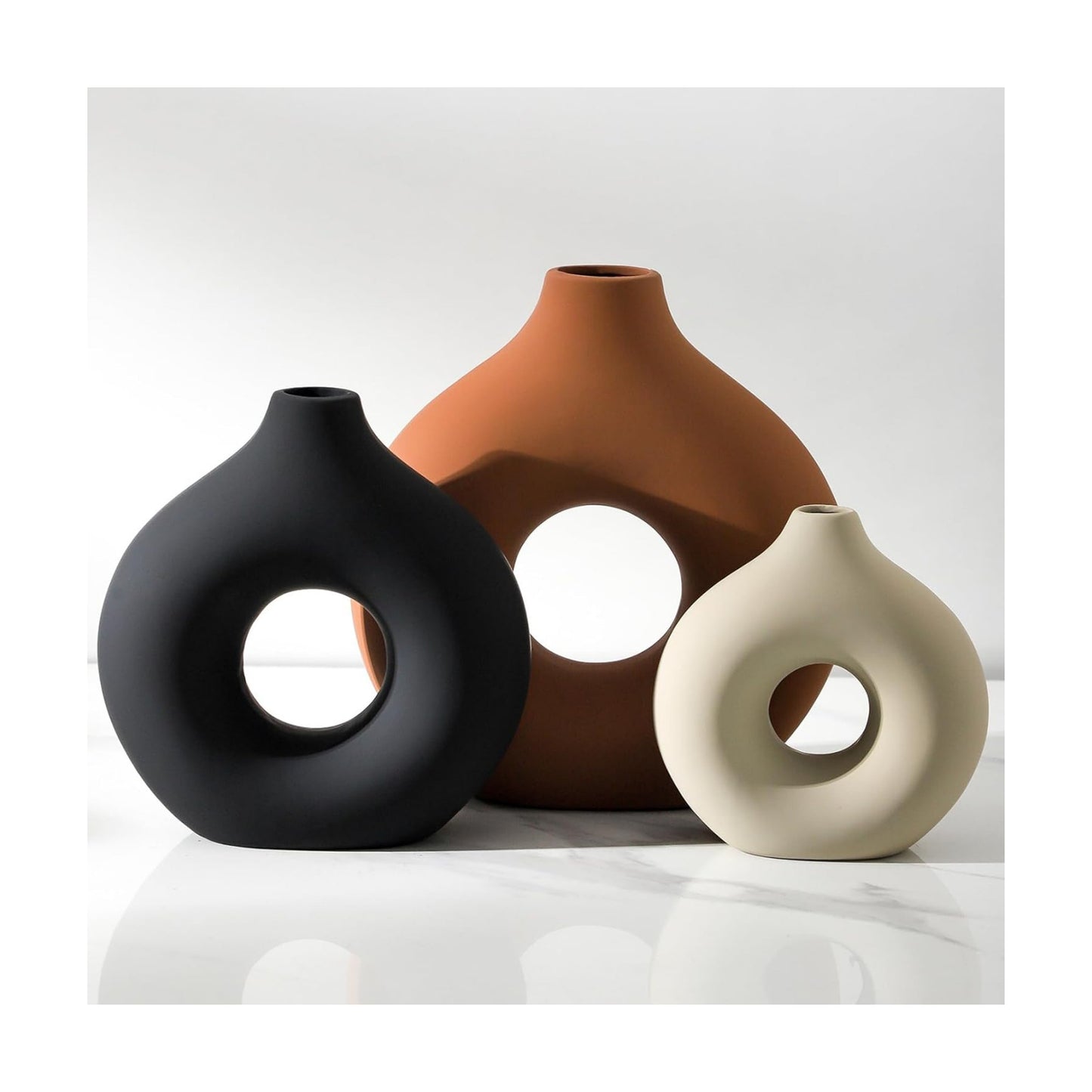Ceramic Vase Home Table Decor / Rust / Set of 3