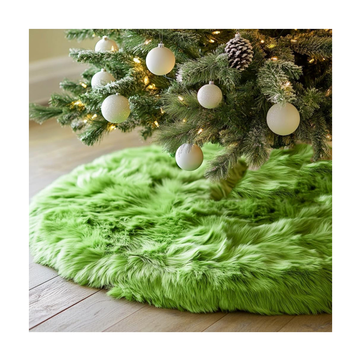 AISENO 72 Inch Green Christmas Tree Skirt Plush Decoration for Merry Christmas Party - Faux Fur Christmas Tree Skirt Decorations