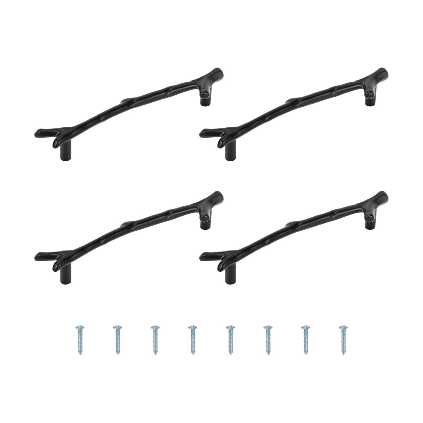 160mm Branches Shaped Metal Handles / Black / 160 Mm / Set of 4
