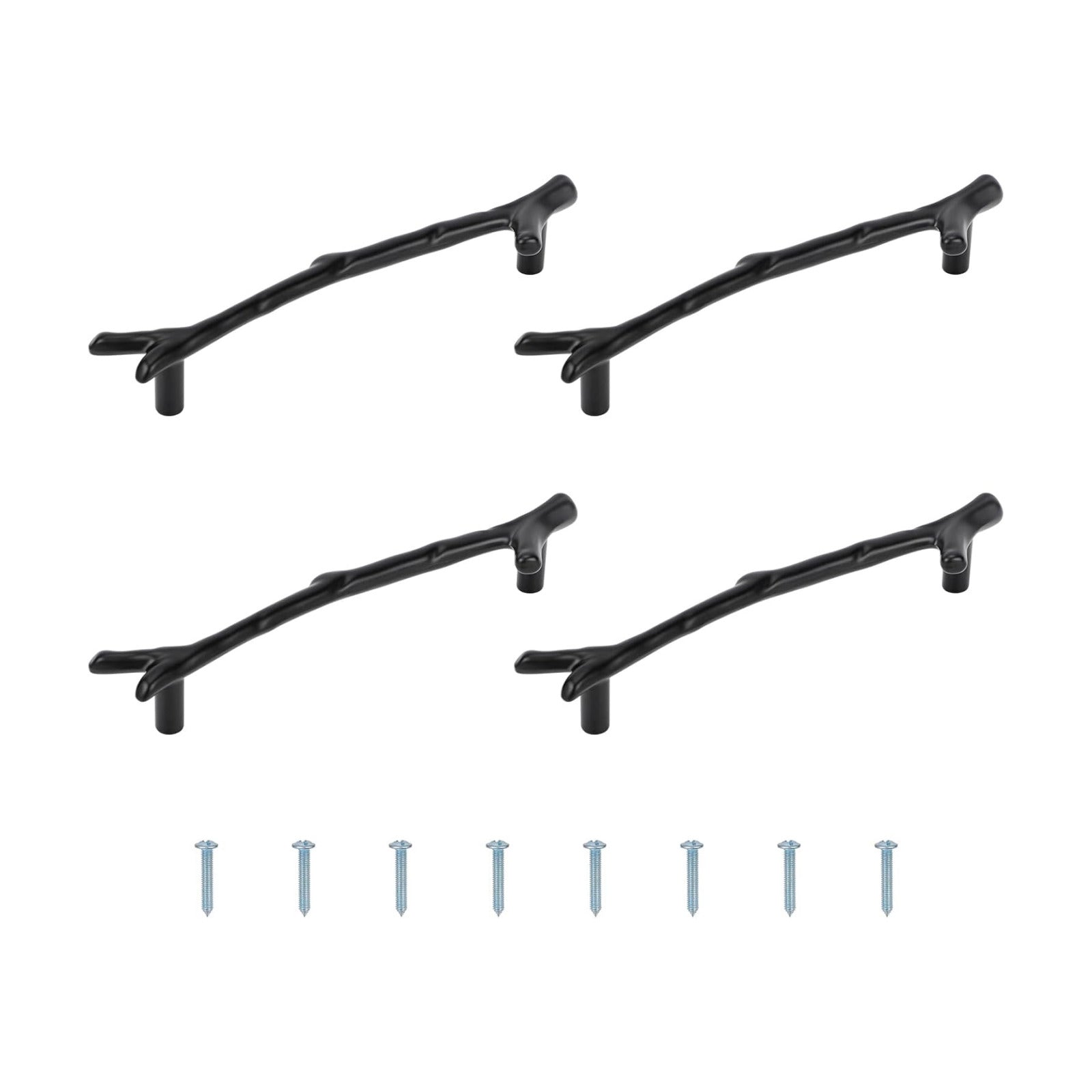 160mm Branches Shaped Metal Handles / Black / 160 Mm / Set of 4