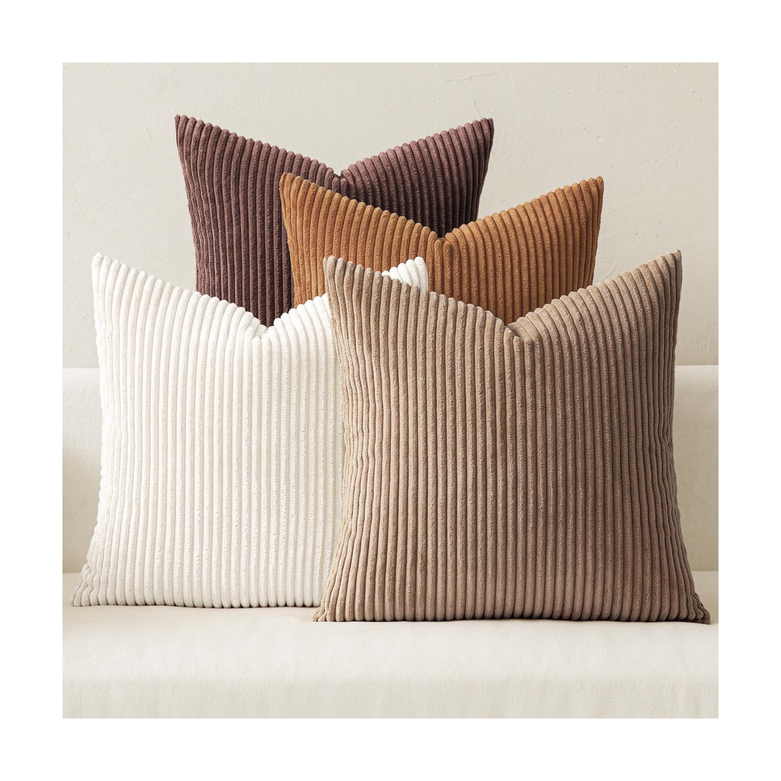 MIULEE Fall Corduroy Decorative Throw Pillow Covers Brown Series 20x20