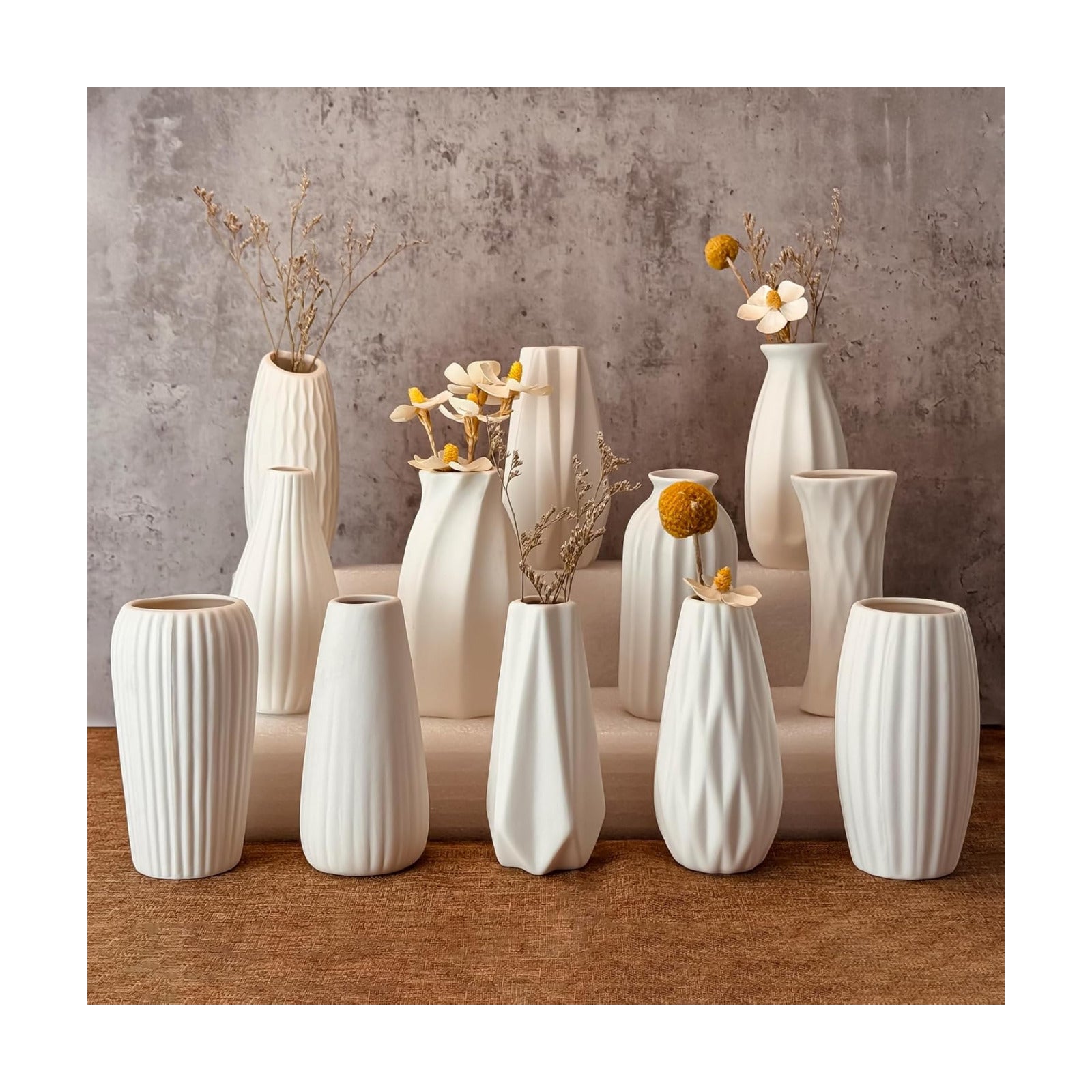 White Vase / Small White Bulk Bud Vases for Pampas Grass / White-12 / Set of 12