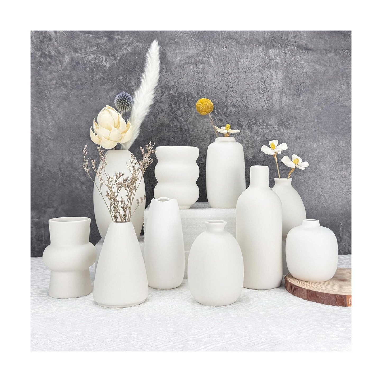 Small Ceramic Flower Vases Bulk Bud Vases / White-10 / Set of 10