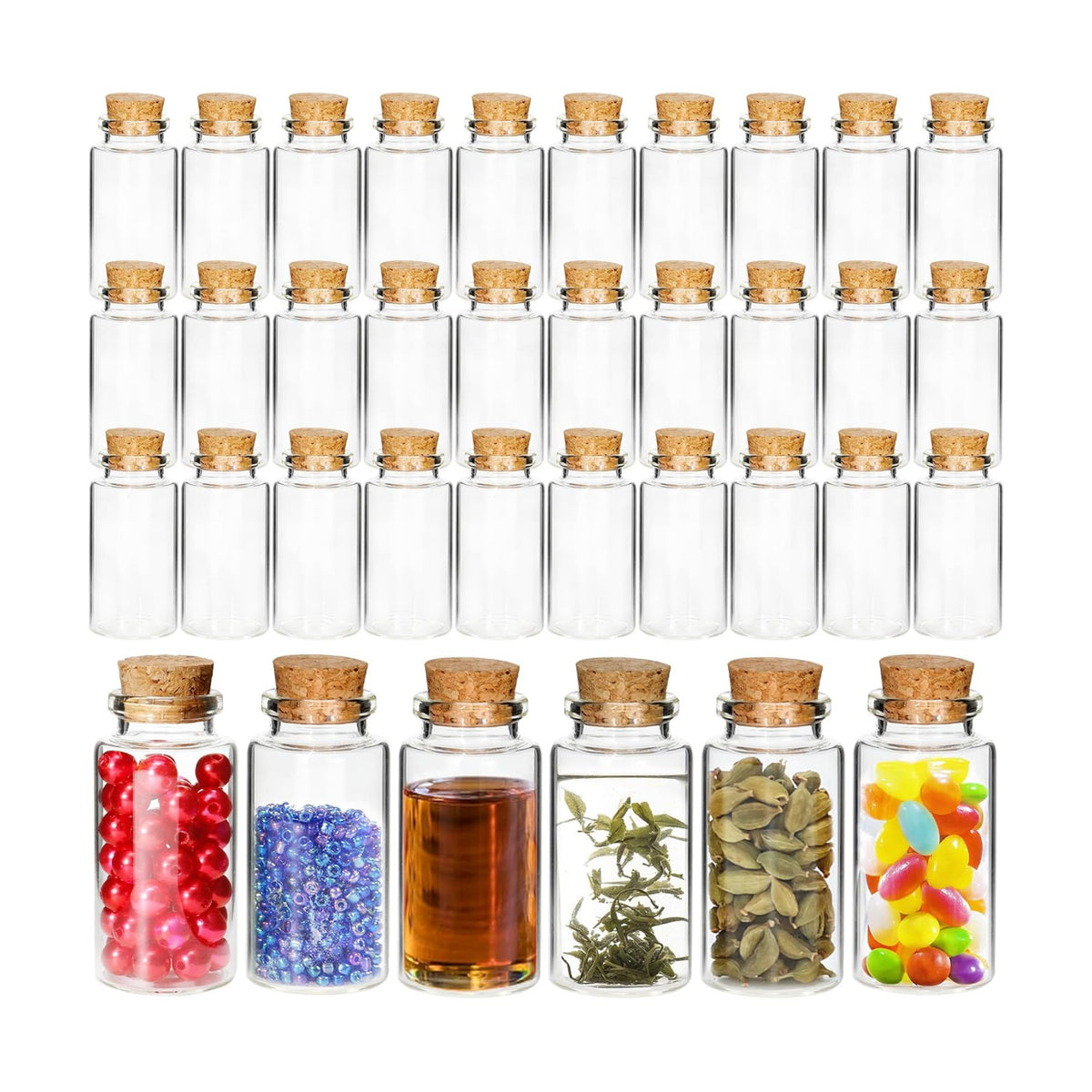 30 Pcs 25ml Small Glass Bottles with Cork Lids, Mini Glass Jars for Wedding Favors Empty Miniature Potion Message Wishing Bottles Spell Jars for DIY Crafts Baby Shower Party Home Decoration