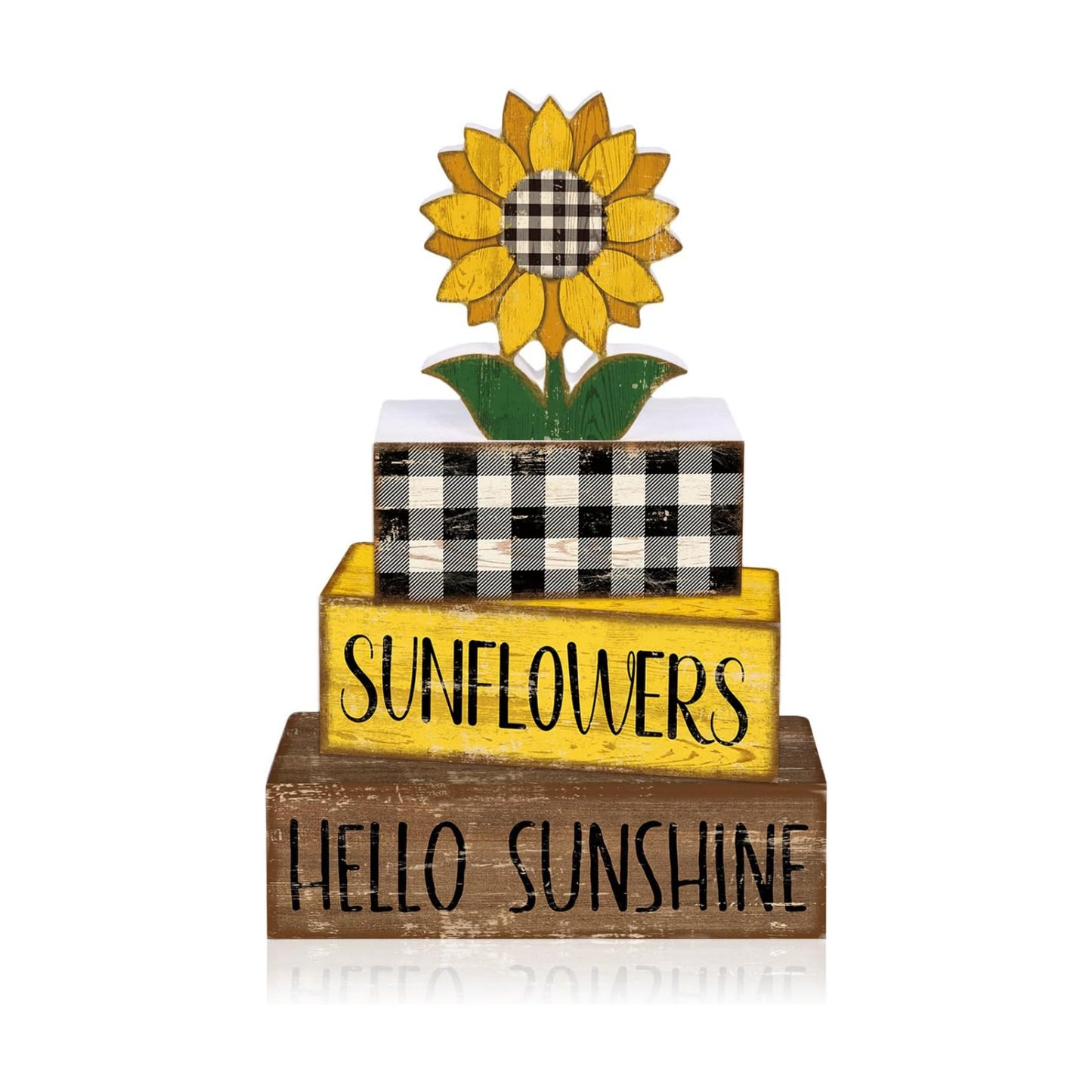 Summer Decor Wooden Tiered Tray Sign / Sunflower / Set of 4