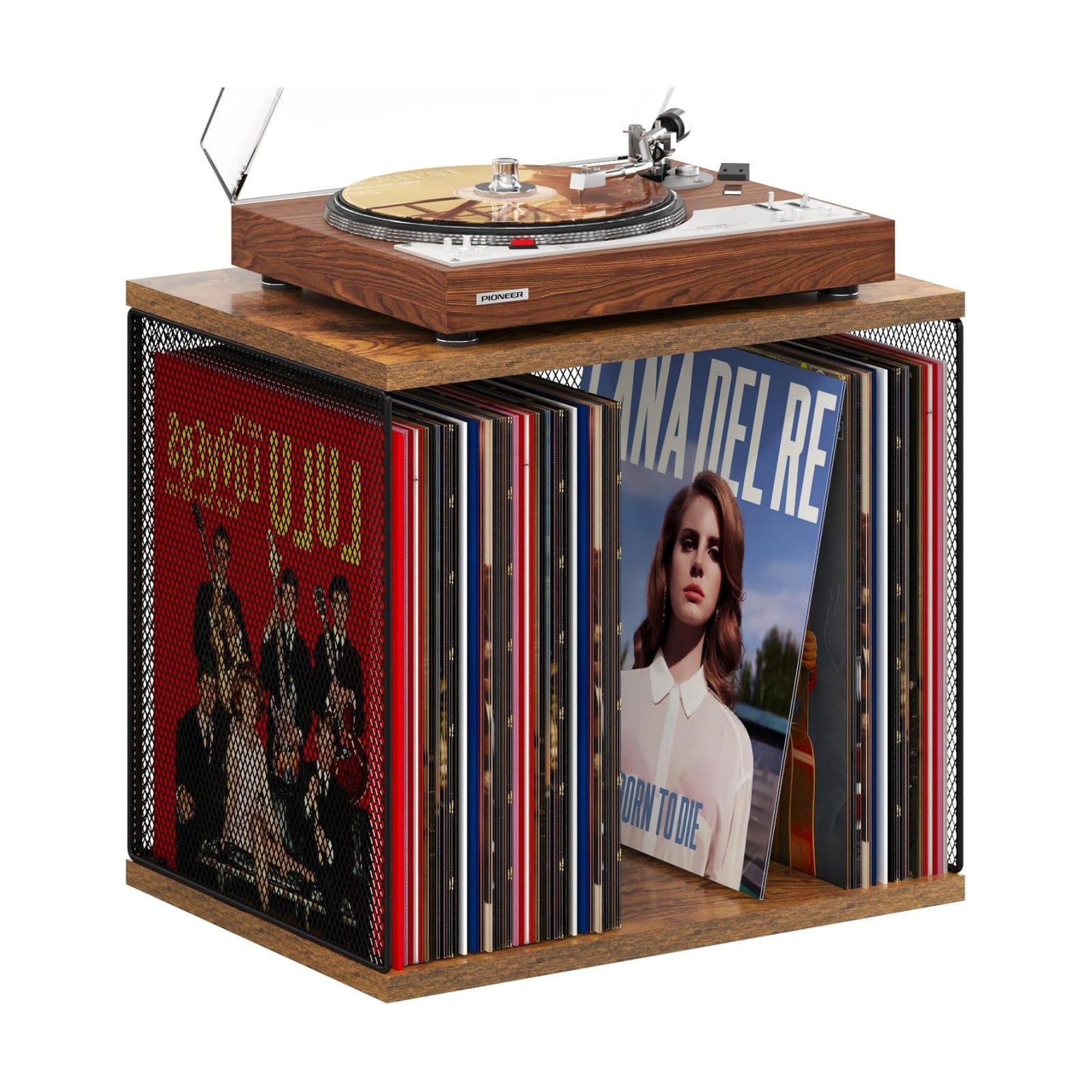 1 Cube Vinyl Record Storage Furniture Wooden Record Holder Shelf Storage | Modular Stackable, 55-70 Vinyl Album