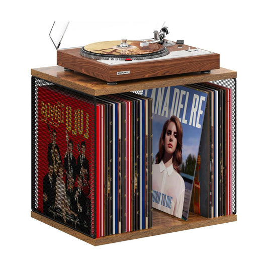 1 Cube Vinyl Record Storage Furniture Wooden Record Holder Shelf Storage | Modular Stackable, 55-70 Vinyl Album