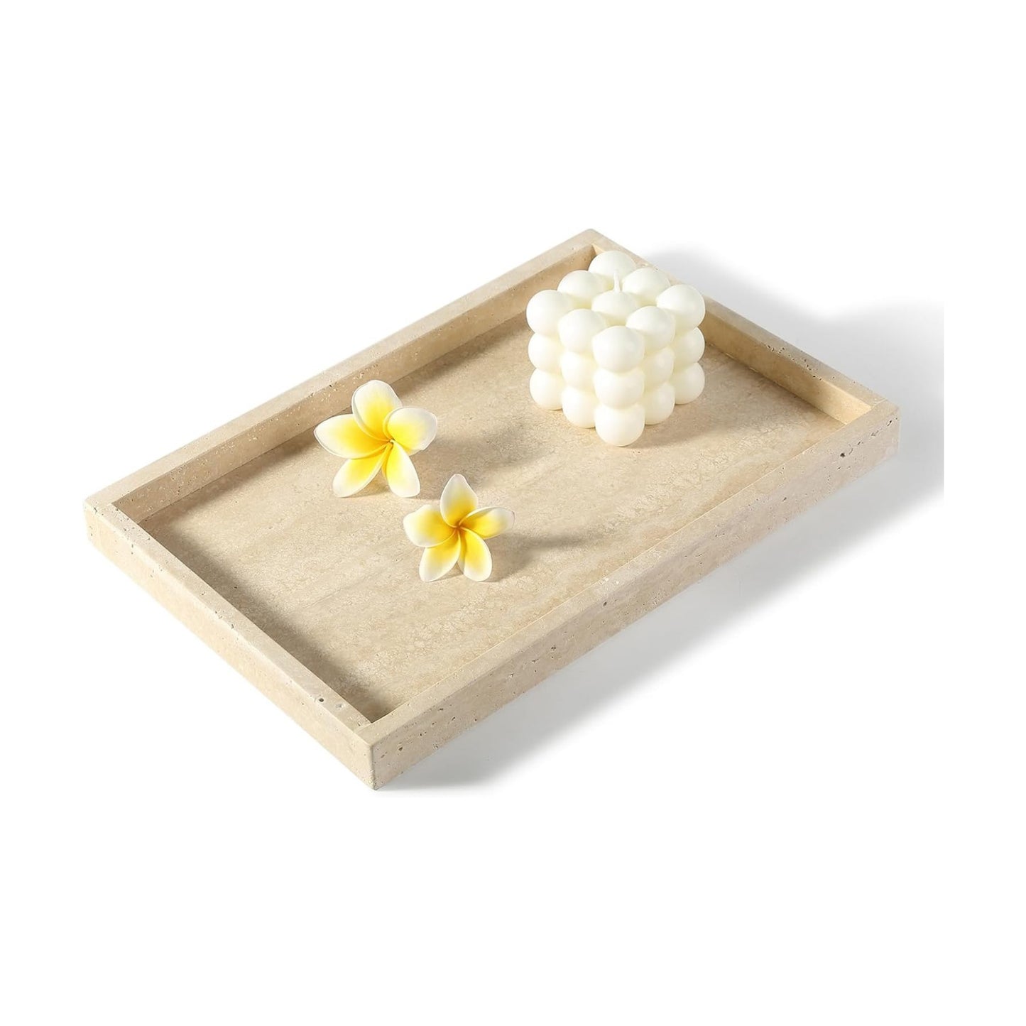 Travertine Tray / Perfume Candle Storage / Roman Travertine / 12 x 8 / Natural