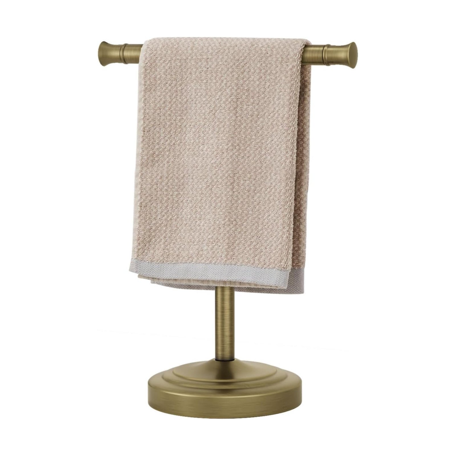 RUMOSE Antique Brass Hand Towel Holder Stand Countertop Towel Rack | 13 Inch Bathroom Kitchen Vanity T-Shape Towel