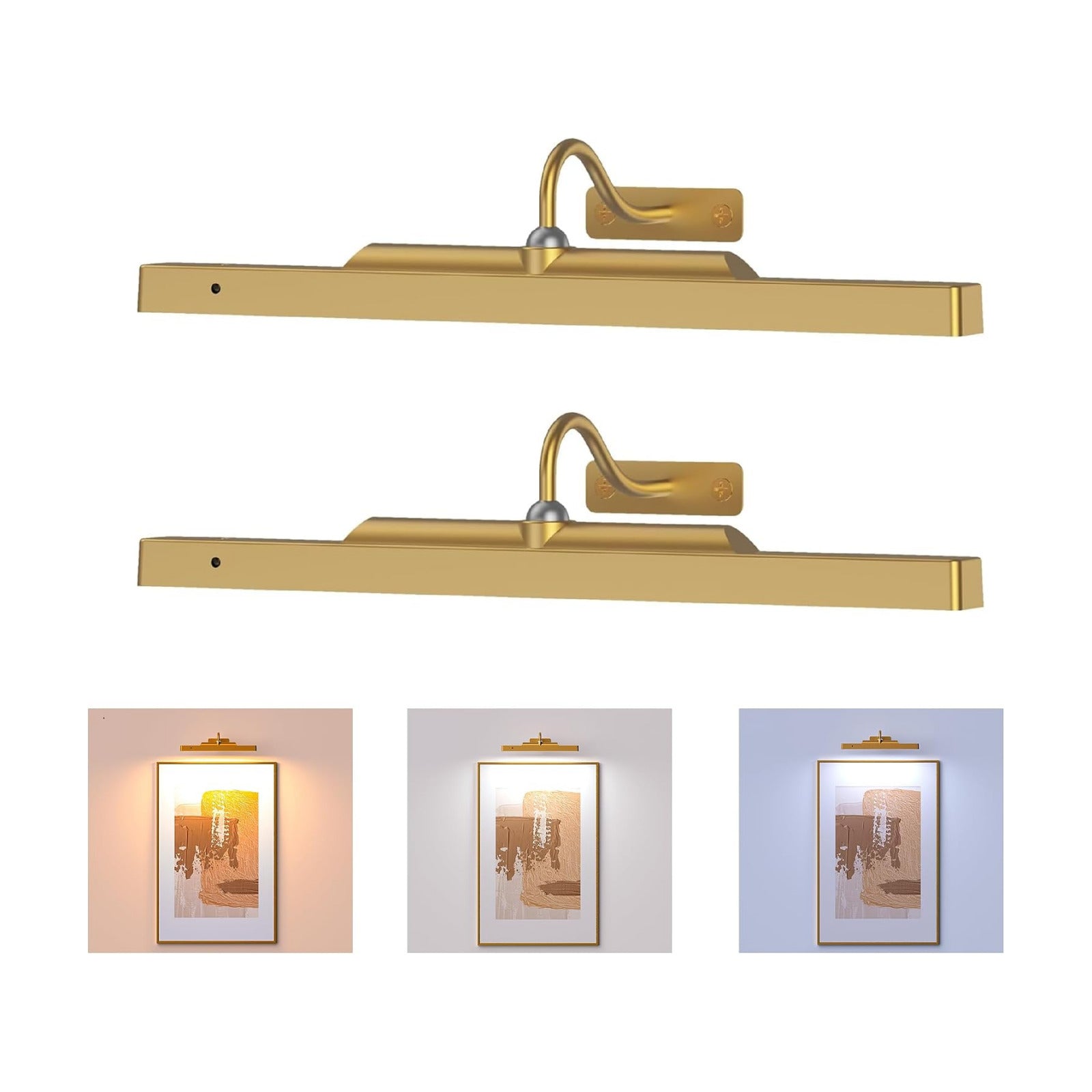 Picture Light Wireless, 5000mAh Battery Powered Art Light for Pictures, 350LM, Dimmable, Remote Control, 16in Wall