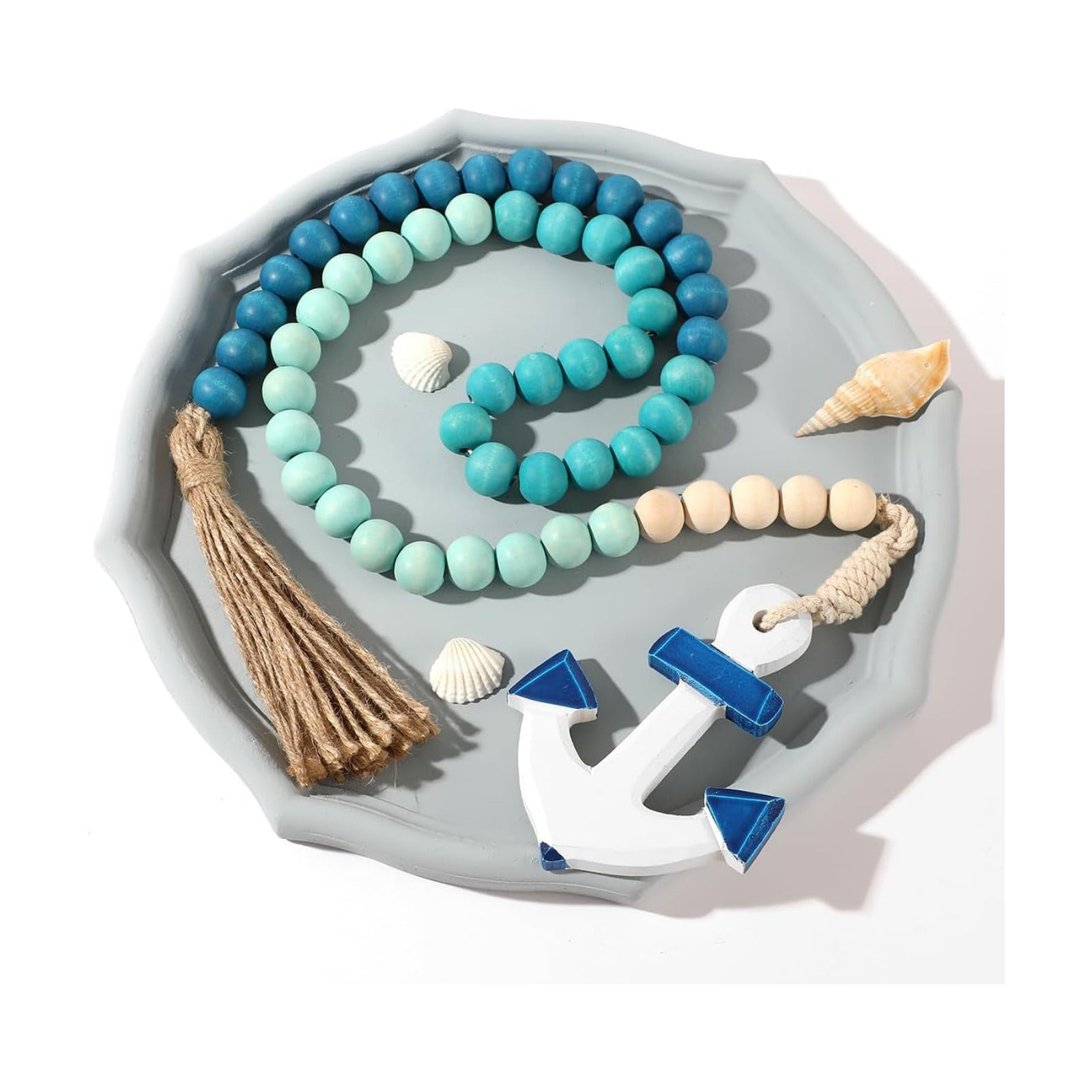 Ship Anchor Wood Bead Garland / Blue