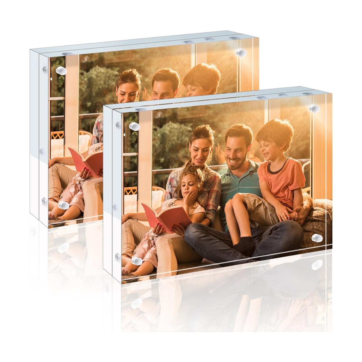 Egofine 6x8 Acrylic Frames 5 Pack, 20mm Thicker Frameless Clear Picture Frames, Double Sided Magnetic Picture Frames