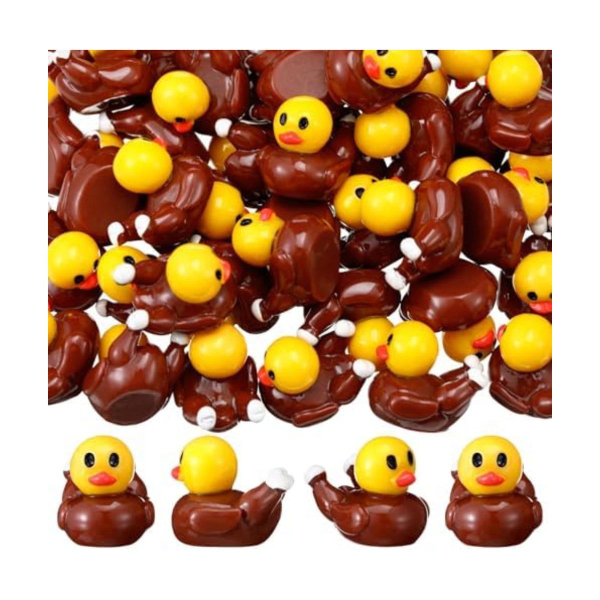 Soulchen 100 Pack Thanksgiving Mini Resin Turkey Duck Figurines Tiny Duck Statue Bulk Mini Turkey Decor for Home Desktop Shelf Cake Autumn Harvest Day Gift Decoration Collectibles
