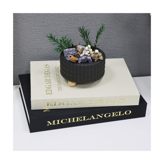 Linen Aesthetic Faux Books Decor / Black-beige / Set of 2