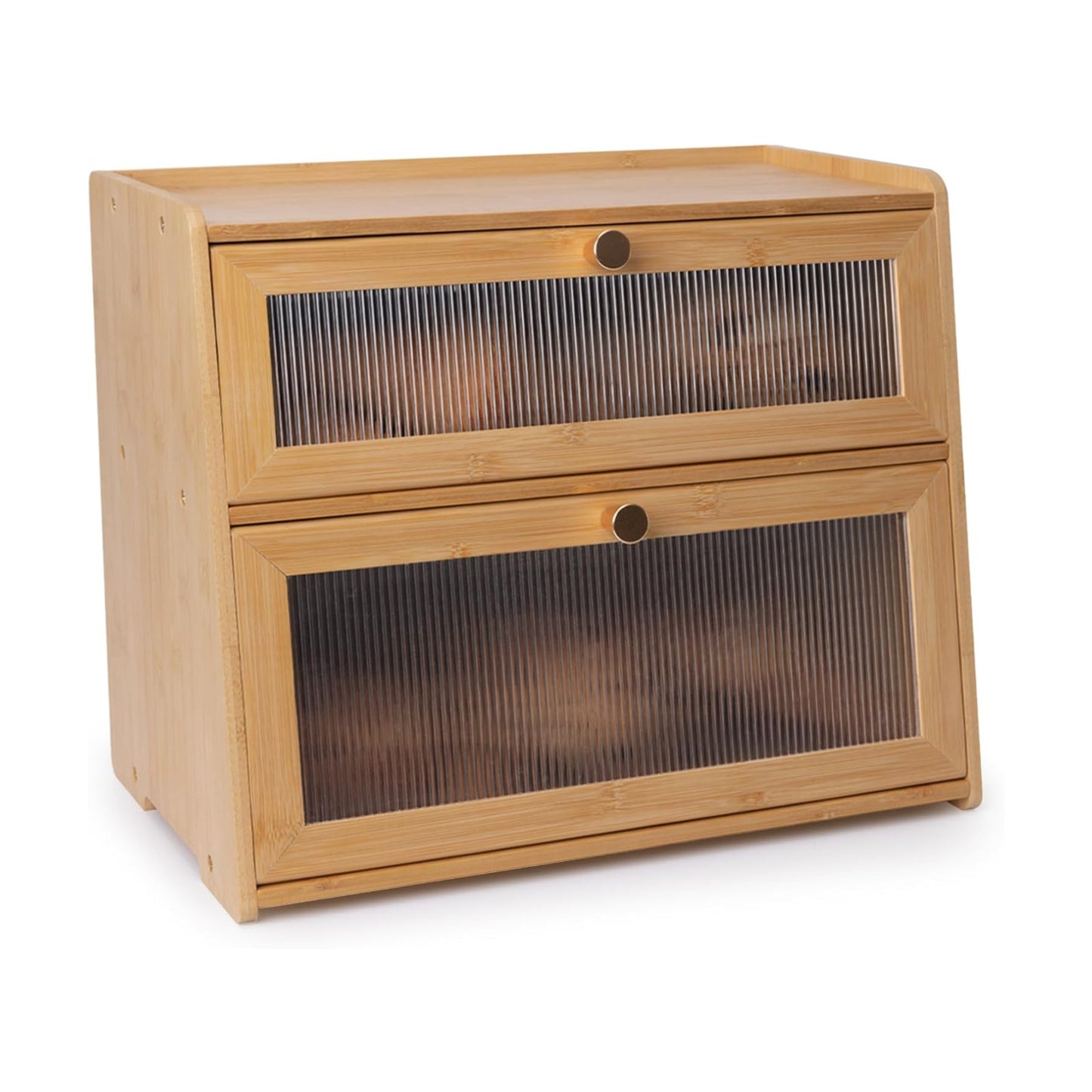 Bread Box with golden knobs Double Layer Vitamin Bottle Organizer | Grip Bottom; Great Looking; Metal Handle; Back